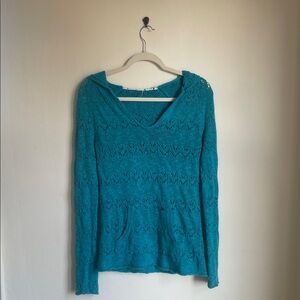 Roxy Teal Knit Hoodie